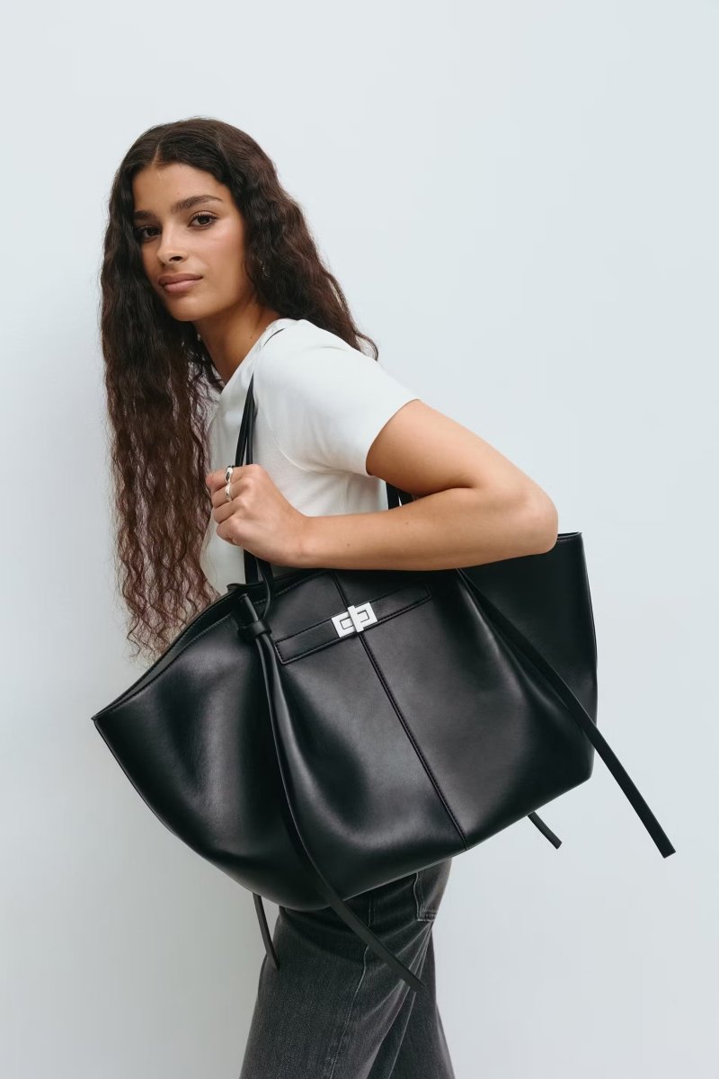 Long strap pu bag - Noir & Argent - Plug Addict
