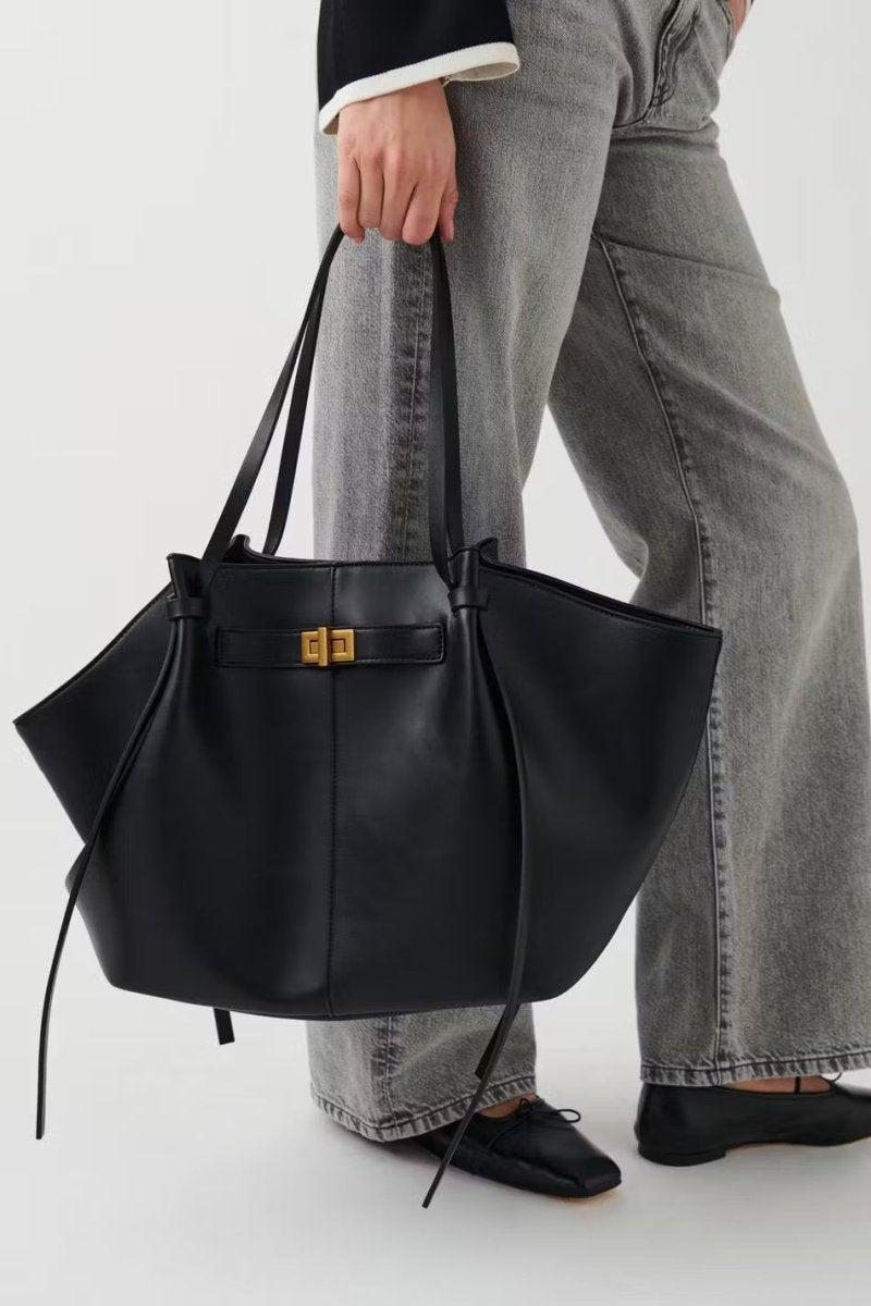 Long strap pu bag - Noir & Dorée - Plug Addict